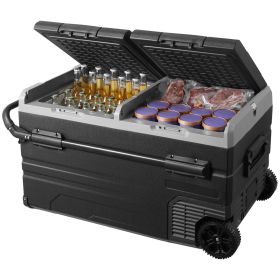Car Refrigerator, 12 Volt Car Refrigerator Fridge, 115 L Dual Zone Portable Freezer with Wheels and Handle, -4-68 F
